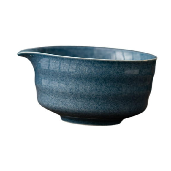 Almencla Ceramic Matcha Bowl Craft Porcelain Tea Bowl for Living Room Kitchen Desktop Dark Blue
