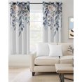 thumbnail image 2 of Blue Grey Christmas Blackout Curtains for Bedroom/Living Room, Thermal Insulated Kitchen Curtains, Xmas Botanical Eucalyptus Leaves Grommet Darkening Window Treatment Drapes 42"x63"x2, 2 of 8