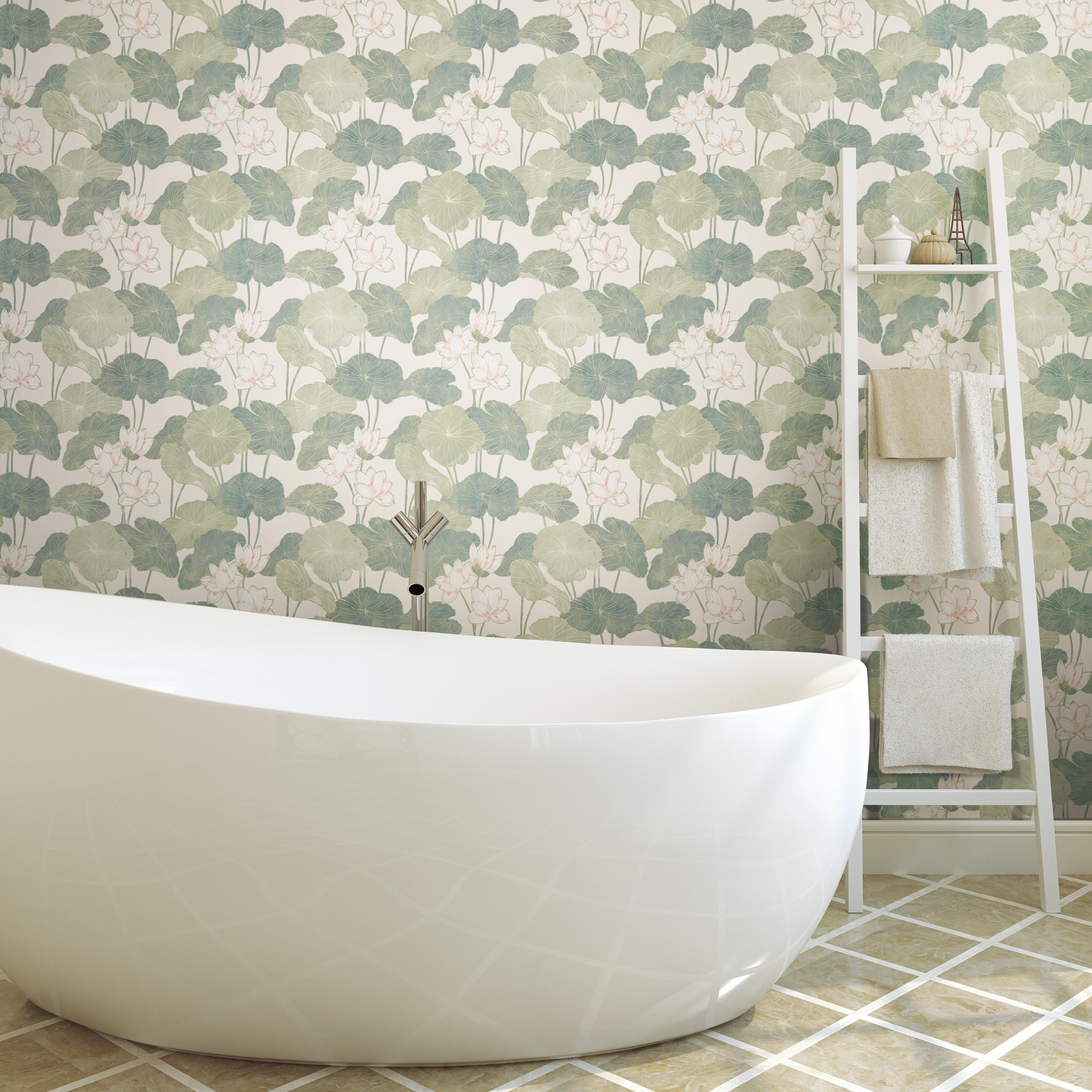 Roommates Lily Pad Mint Green Botanical Peel & Stick Wallpaper