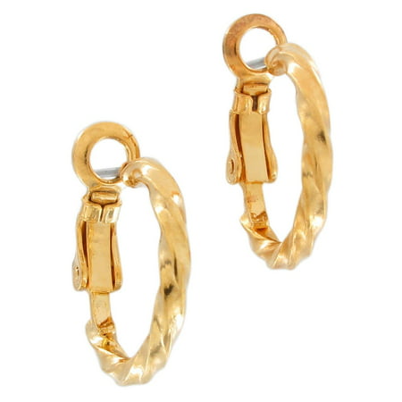 Small Gold Tone Twisted Pierced Hoop Earrings 5/8" - Walmart.com