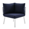 thumbnail image 6 of Modway Riverside 2 Piece Outdoor Patio Aluminum Sectional Sofa Set in White Navy, 6 of 7