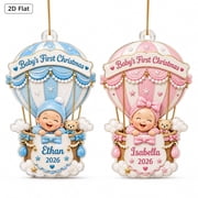 Baby’s First Christmas Hot Air Balloon – Personalized Acrylic Ornament, Newborn Keepsake Gift 2026, Unique Christmas Gift For New Parent