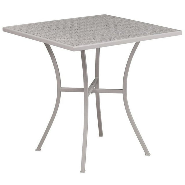 Bowery Hill Table à Manger Carrée en Acier pour Patio 28 Pouces Gris Clair