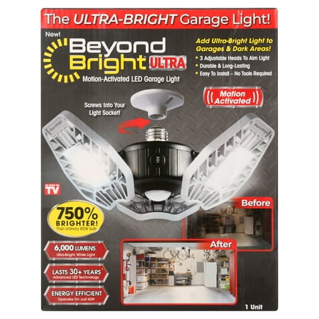 Beyond Bright Garage Light Ultra Bright LED, Motion Activated, Beam Angle 270º