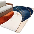 thumbnail image 2 of 3x5Ft Area Rugs Navy Blue Burnt Orange Non-Skid Rubber Backing Large Rectangle Rugs - Living Room Bedroom Home Office, Modern Boho Art Geometric Indoor Floor Mat Carpets Washable Rug, 2 of 9