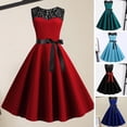 thumbnail image 2 of Vestido de Navidad rojo de encaje para mujer, ropa de manga corta Swing, disfraces de Navidad, vestidos de fiesta, bata Vintage, invierno, 2023, 2 of 7