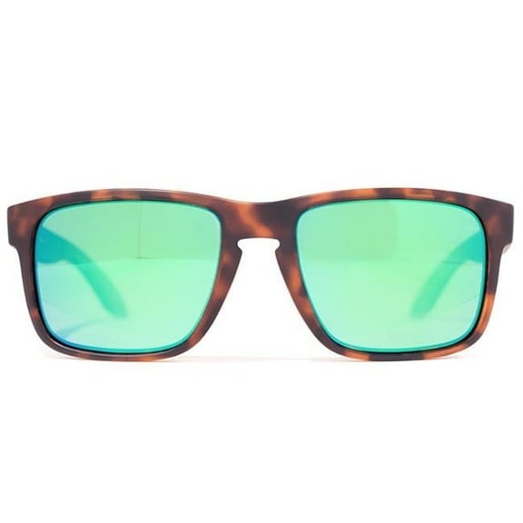 Machine Matte Tortoise Frame Sunglasses with Green Mirror Polarized Lenses
