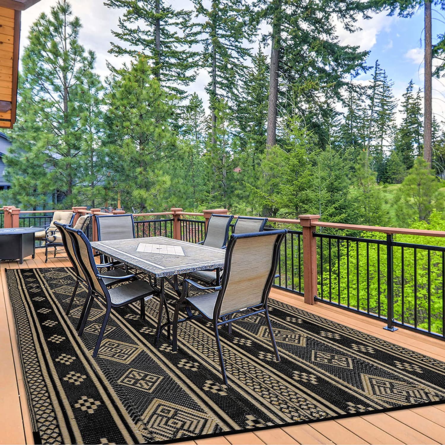 Yamaziot 6'x9' Patio Outdoor Rugs, Reversible Outdoor Mats, Plastic