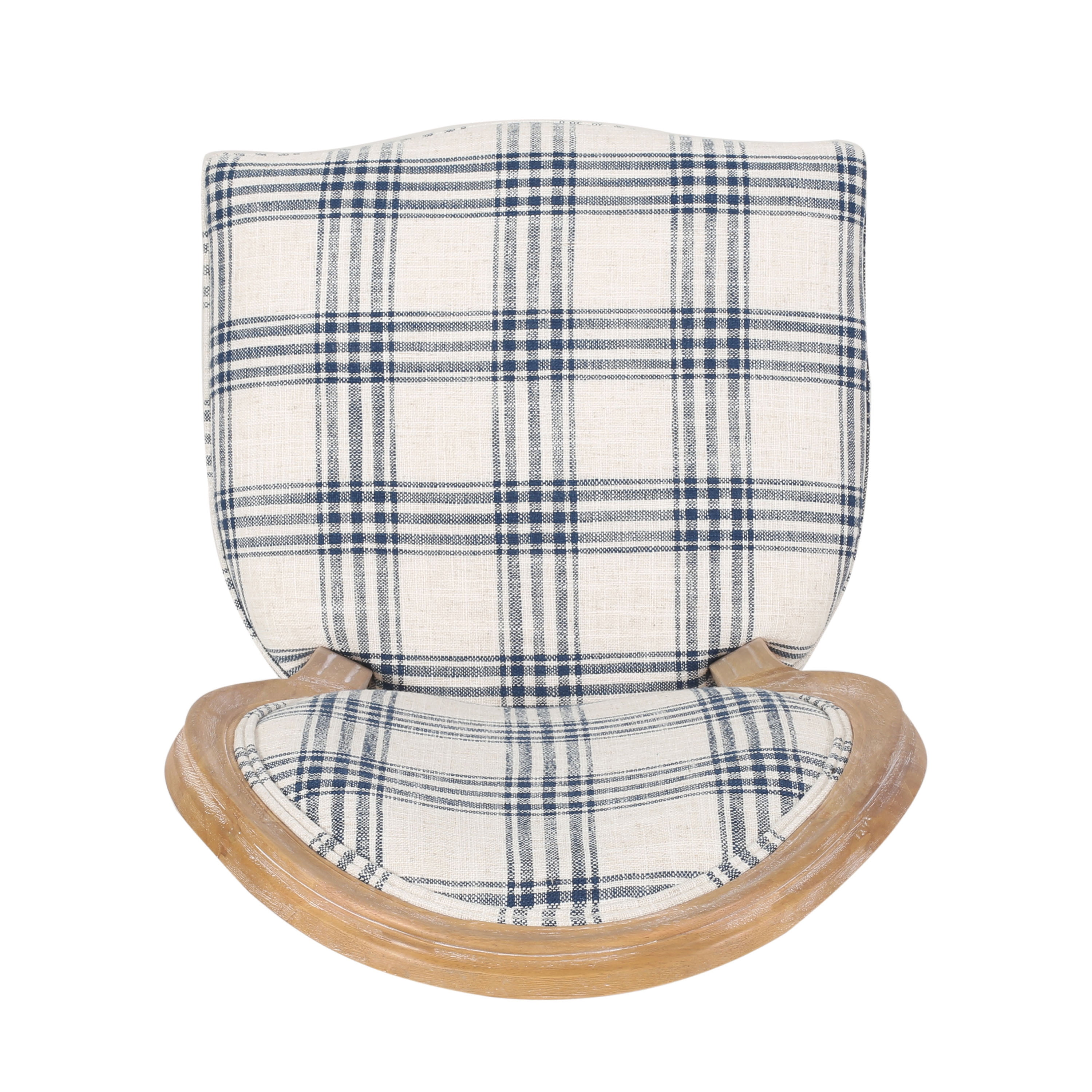 Noble House Karter Indoor French Fabric Dining Chairs, Set of 4, Dark Blue Plaid