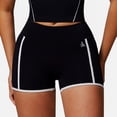 thumbnail image 3 of Women's High Waist Biker Shorts with Contrast Piping and Seamless Stretch Fabric - Small, Black, 3 of 6
