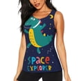 thumbnail image 2 of Picia Dinosau Space Explorer Pattern Women's Workout Tank Top,Breathable Activewear,Slim Fit Athletic Top,Versatile Workout Moisture-wicking top-Medium, 2 of 9