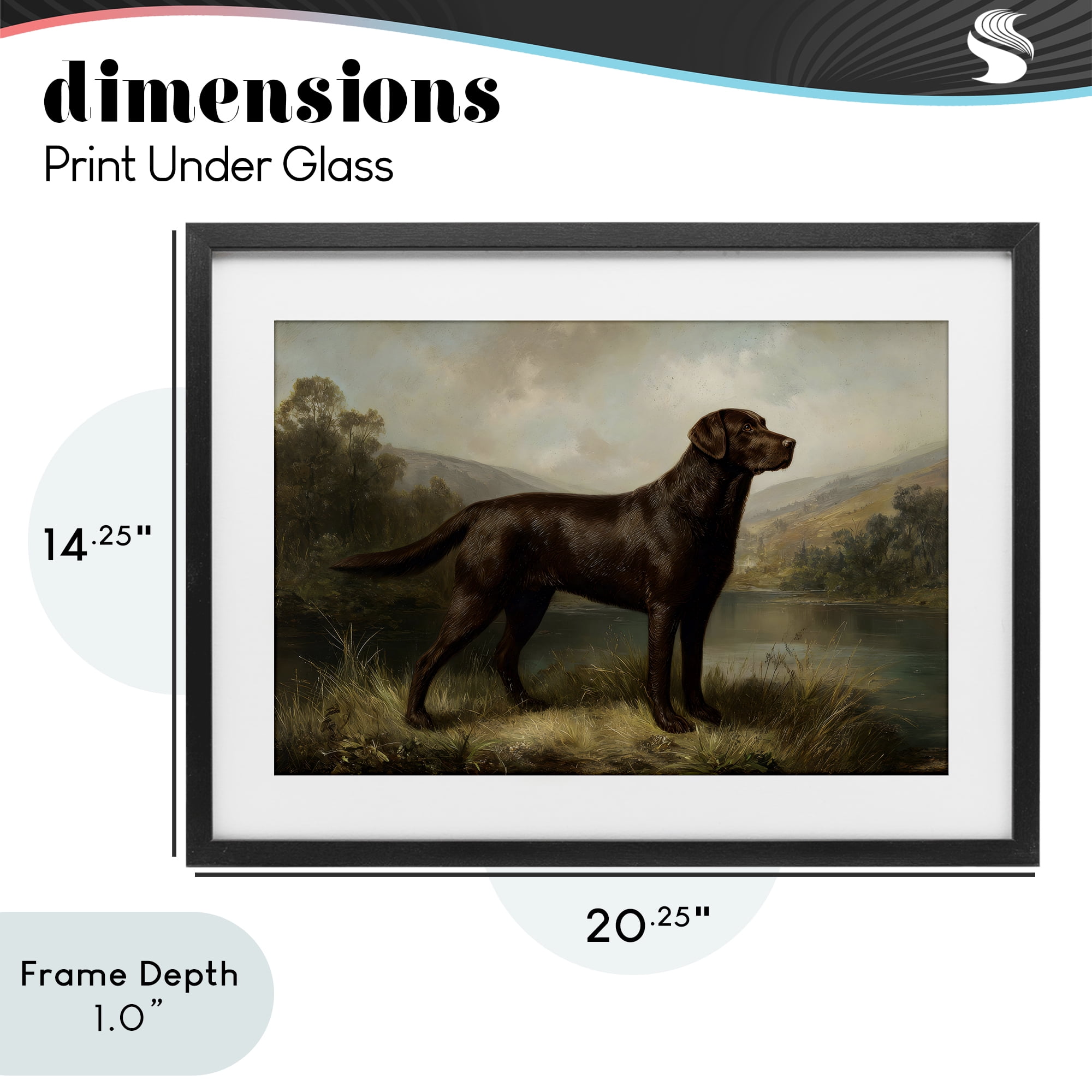 Stupell Industries On Alert Hunting Dog Black Framed Print Under Glass, design by Petal Prints Design