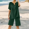 thumbnail image 2 of Conjunto de 2 piezas para mujer: blusa de pierna ancha y pantalones elásticos, cuello en V, ropa informal para el día a día, para todas las estaciones, tallas S/XXXXXL, 2 of 2