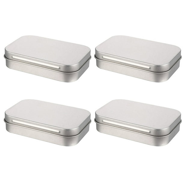 Caja de adorno portátil de 4 piezas, estuche para memoria USB, organizador de cigarrillos de hojalata