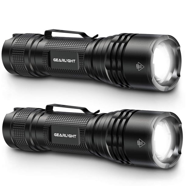 GearLight TAC Tactical Flashlight [2 - Single Mode, High Lumen, Zoomable, Water Resistant, Light - Camping, Outdoor, Emergency, Everyday Flashlights with Clip - Walmart.com