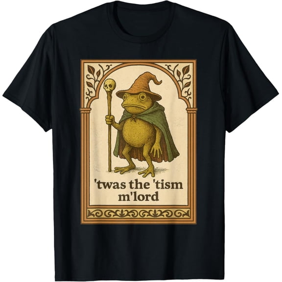 Twas The Tism Lord Wizard Frog Autism T-Shirt BLACK Unisex S-5XL Hot Trending Shirt, Vintage Birthday Gift