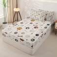 thumbnail image 2 of Homewish Bear Animal Print Zipper Full Size Comforter Sets with Fitted Sheet and 2 Pillowcases, Cute Cartoon Stars Zipper Bedding Set, Gray Reversible, 4 Pieces, 2 of 6