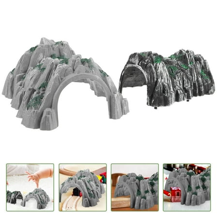 Hemoton 2-Pack Model Train Tunnel Cave Toy Railway Accessory for Train Set Scene Simulation