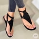 thumbnail image 4 of Sandalias de mujer informales con punta plana y hebilla de una palabra, ropa exterior, sandalias de talla grande para mujer, 4 of 4