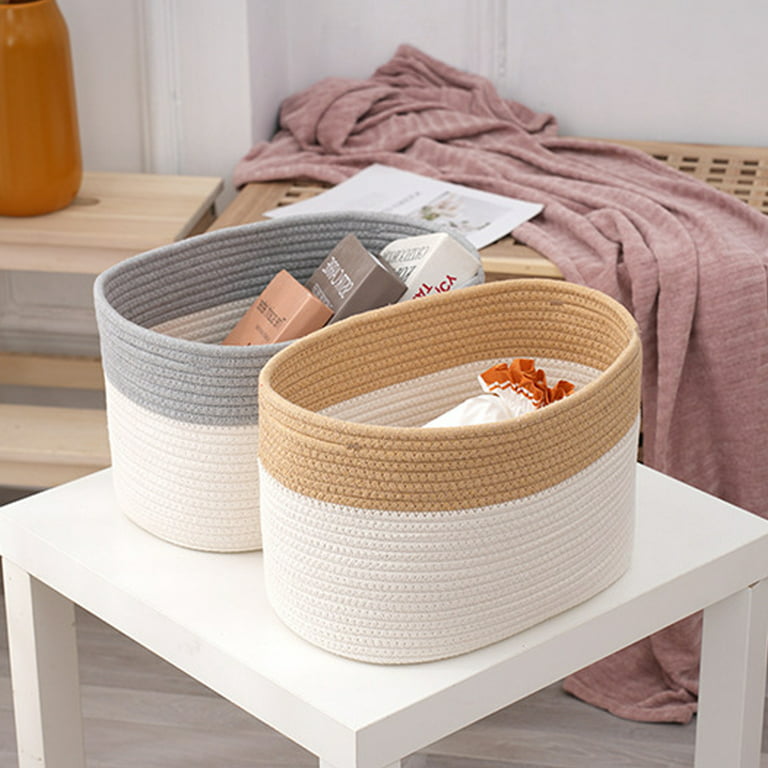 Woven Cotton Rope Storage Basket, Cube Changing Table Organizer