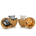 thumbnail image 3 of Figuras de gato para jardinería paisajística en miniatura con forma de mano de gato de cáscara de huevo, 3 of 5