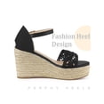 thumbnail image 3 of BLISSFUL STEP Platform Ankle Straps Espadrille Wedge Heel Sandals for Women Black (Size 6), 3 of 5