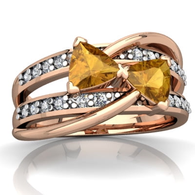 Citrine Bowtie Ring in 14K Rose Gold by