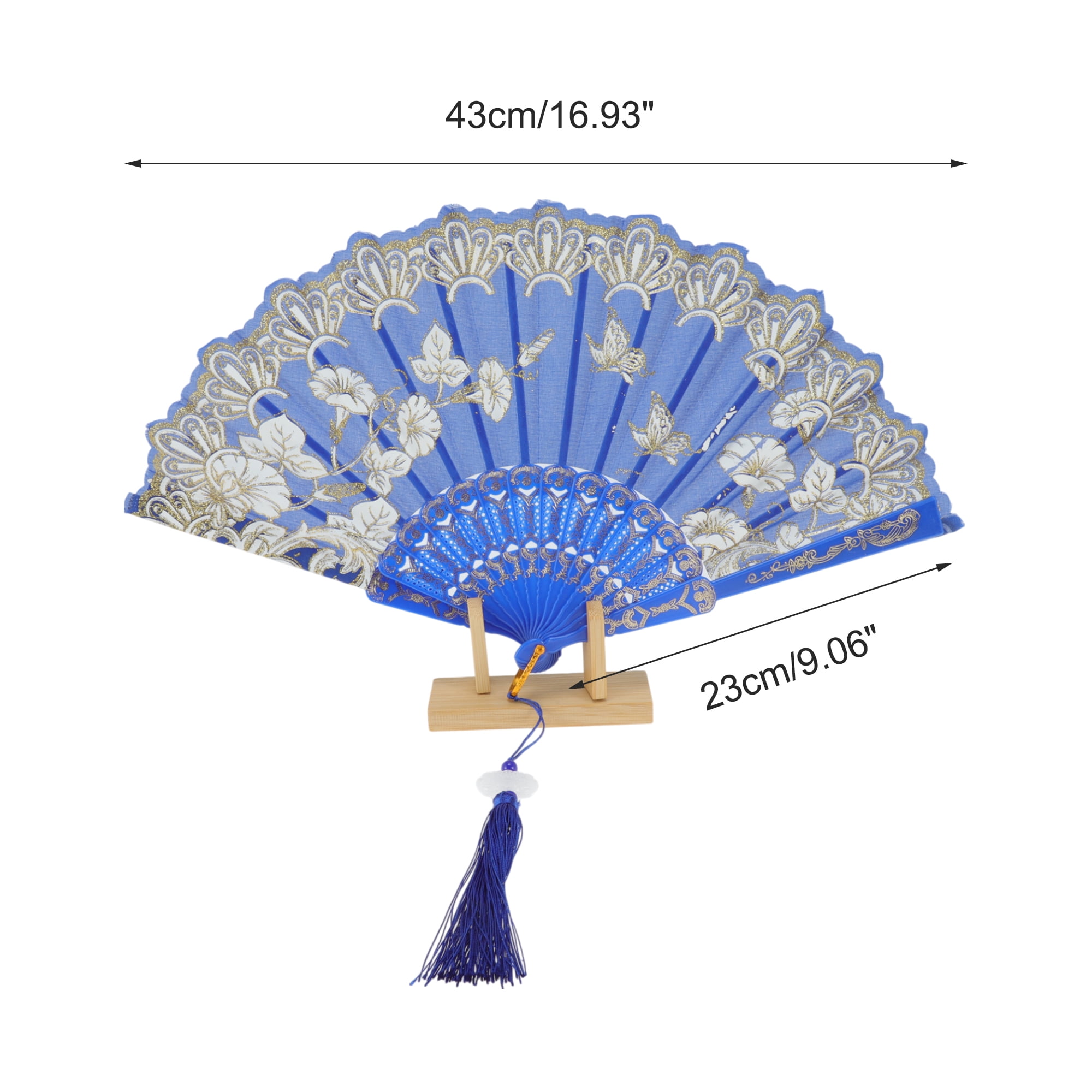 Unique Bargains Tassel Folding Fan 1 Pc for Weddings Parties Blue
