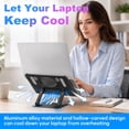thumbnail image 4 of FIASON 1 Pack Black Large Laptop Stand, Aluminum Alloy Adjustable Foldable Notebook Riser, Ventilated Cooling Desk Holder with Anti-Slip Pads, Ergonomic Computer Stand Compatible with 8-16.3" Laptops, 4 of 8