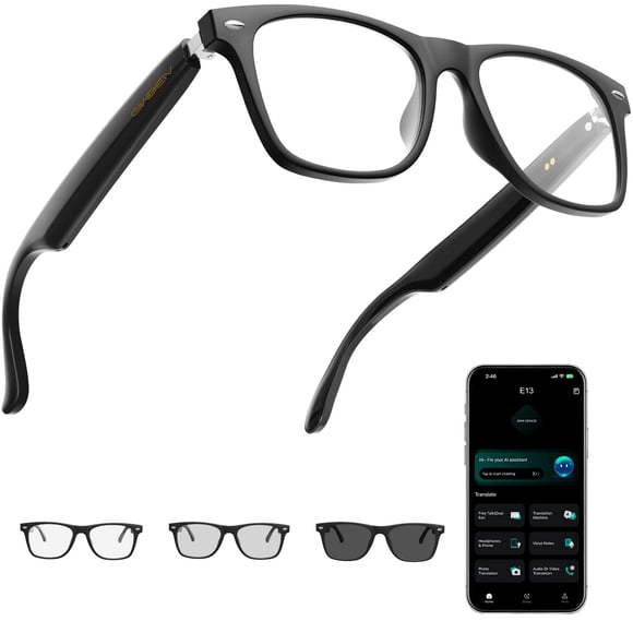Giwbeiv AI Smart Glasses for Men and Women with Chat GPT, Bluetooth Translation Glasses with 164 Languages and Color-Change Lens, Music Playback, Han