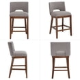 thumbnail image 4 of Guyou Linen Bar Stools Set of 6, 26" Modern Counter Height Barstools, Farmhouse Wooden Kitchen Island Chairs with Open Back for Restaurant Kitchen Bar, Grey, 4 of 12