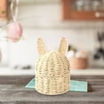 thumbnail image 4 of Cesta de almacenamiento decorativa tejida a mano con orejas de conejo y tapa, bandeja de cuerda de papel para niños Oreja rosada, 4 of 6