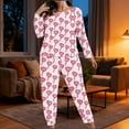 thumbnail image 2 of FDGIU ‌‌‌‌Women's Plus Size Valentine Pajama Set - 2 Piece Long Sleeve Button Down Sleepwear with Heart Print, 2 of 7