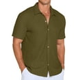 thumbnail image 2 of QDG Mens Casual Button Down Shirts Short Sleeve Summer Beach Shirts Crochet Guayabera Shirts Hollow Out Tops Dark Green M, 2 of 10