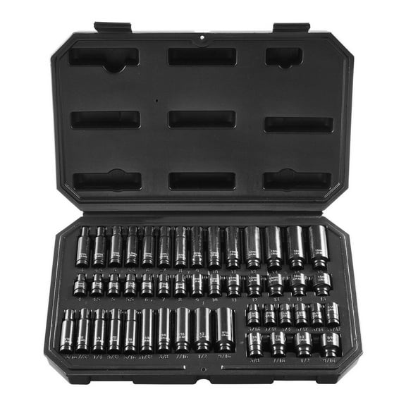 Impact Sockets Set 48pcs 6-Point 1/4" Drive Bit Ratchet Tool Kit Case Default