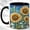 Black, variant on Stained Glass Sunflower Coffee Mug, Butterfly Floral Mug, Ceramic 11 oz