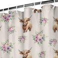 thumbnail image 3 of Beige Highland Cow Flower Pattern Shower Curtain 84"x72" ,Bathroom Decorative Shower Curtains Set with 12 Hooks,Modern Waterproof Washable Shower Curtain, 3 of 6