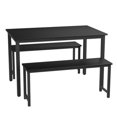 thumbnail image 3 of DKLGG 28.7 Inches Height 3 Pieces Farmhouse Kitchen Table Set with Two Benches, Black, 3 of 7