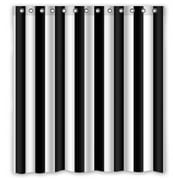 HelloDecor Black and white stripes Shower Curtain Polyester Fabric Bathroom Decorative Curtain Size 66x72 Inches