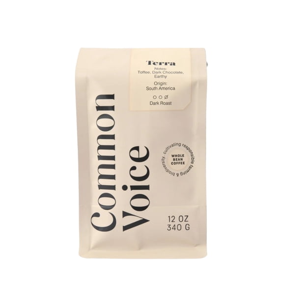 Terra Common Voice Coffee - Roasted by 8th & Roast Coffee Co. - Whole Bean Coffee - 12oz Bag