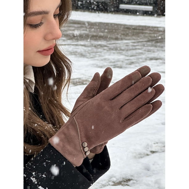 winter dress gloves alqqas Womens Winter Leather Gloves Touch Screen Wool Lined Windproof Warm Suede Fashion Dress Gloves at Amazon Women's Clothing store