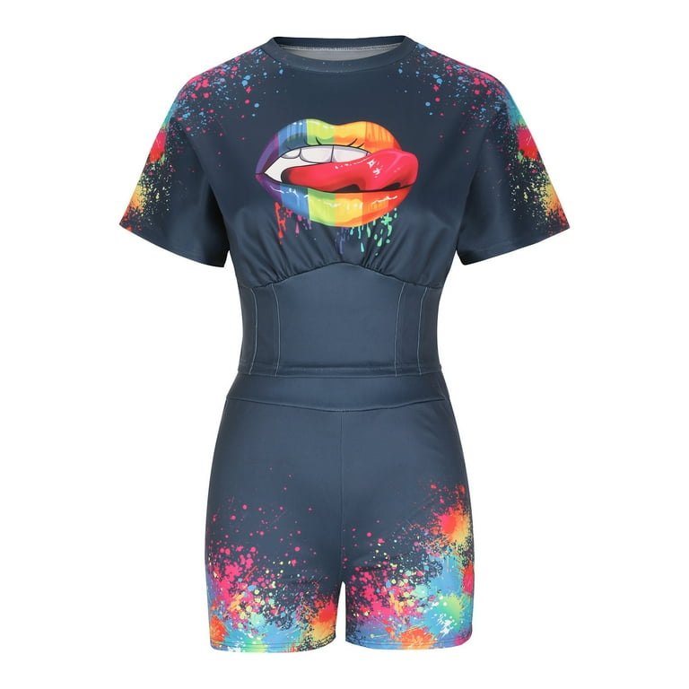 Stamzod Short Sets Women Piece Outfits Summer Floral Print Waist