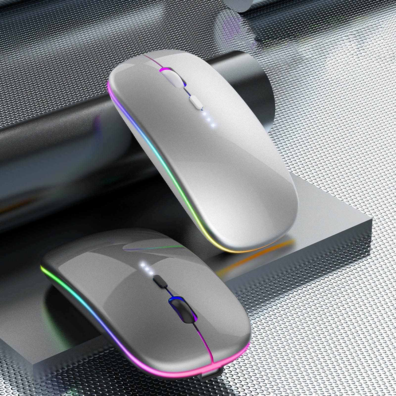Gecau USB Mouse Wireless Silent Mouse Computer Mice Rechargeable Nonluminous Mouse Mute 2.4GHz Mice Double Mode Connection Gaming Mouse for Laptop Notebook Multi-Device Gray up to 60% Of