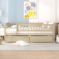thumbnail image 2 of Bed Frame Full Size DWood Bed with Two Drawers, Natural, 2 of 8