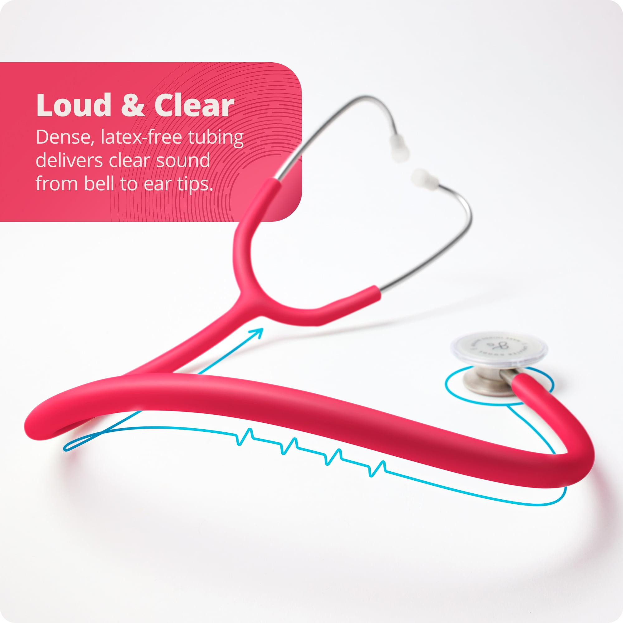 Greater Goods Dual-Head Stethoscope, Clear Doctors, Nurses, Students, First Aid Kit (Red)