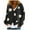 Black, variant on Women Elegant V-Neck Cropped Cardigan Long Sleeve Warm Sweater Top Coat Printing Casual Loungewear Outerwear
