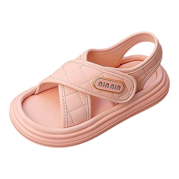 UngA Toddler Dress Sandals Baby Girls Sandals Flat Soft Open Toe Summer Wide Shoes Kids Slip On Dress Shoes Girls Dance Shoes(Pink,Size 10.5)