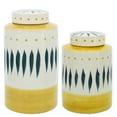 thumbnail image 3 of Sagebrook Home Ceramic 10"h Tribal Jar with Lid, Yellow, 3 of 4