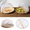 thumbnail image 5 of XISAOK Handmade Bamboo Woven Fruit Vegetable Basket with Mosquito Bug Proof Net Round, 5 of 14