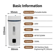 Portable Electric Kettle, 550ML 304 Stainless Steel Travel Water Boiler with 6 Temp Control, Fast Boil, Quiet & 24H Keep Warm